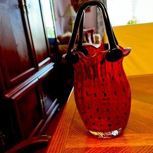 Beautiful red and black vase with handles